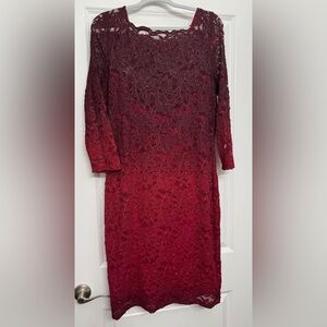 Onyx Nite Burgundy Lace Long Sleeve Dress